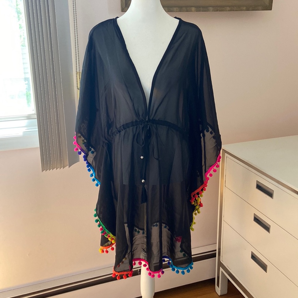 Club Z Collection Black and rainbow colors Coverup